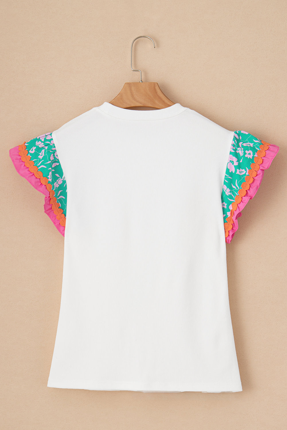 Light Green Ricrac Applique Floral Sleeve Textured Blouse