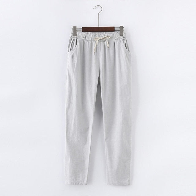 Candy Colors Women Cotton Linen Pants