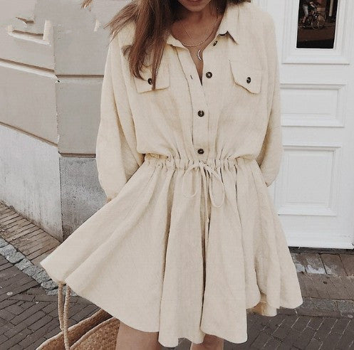 Elegant linen short shirt dress