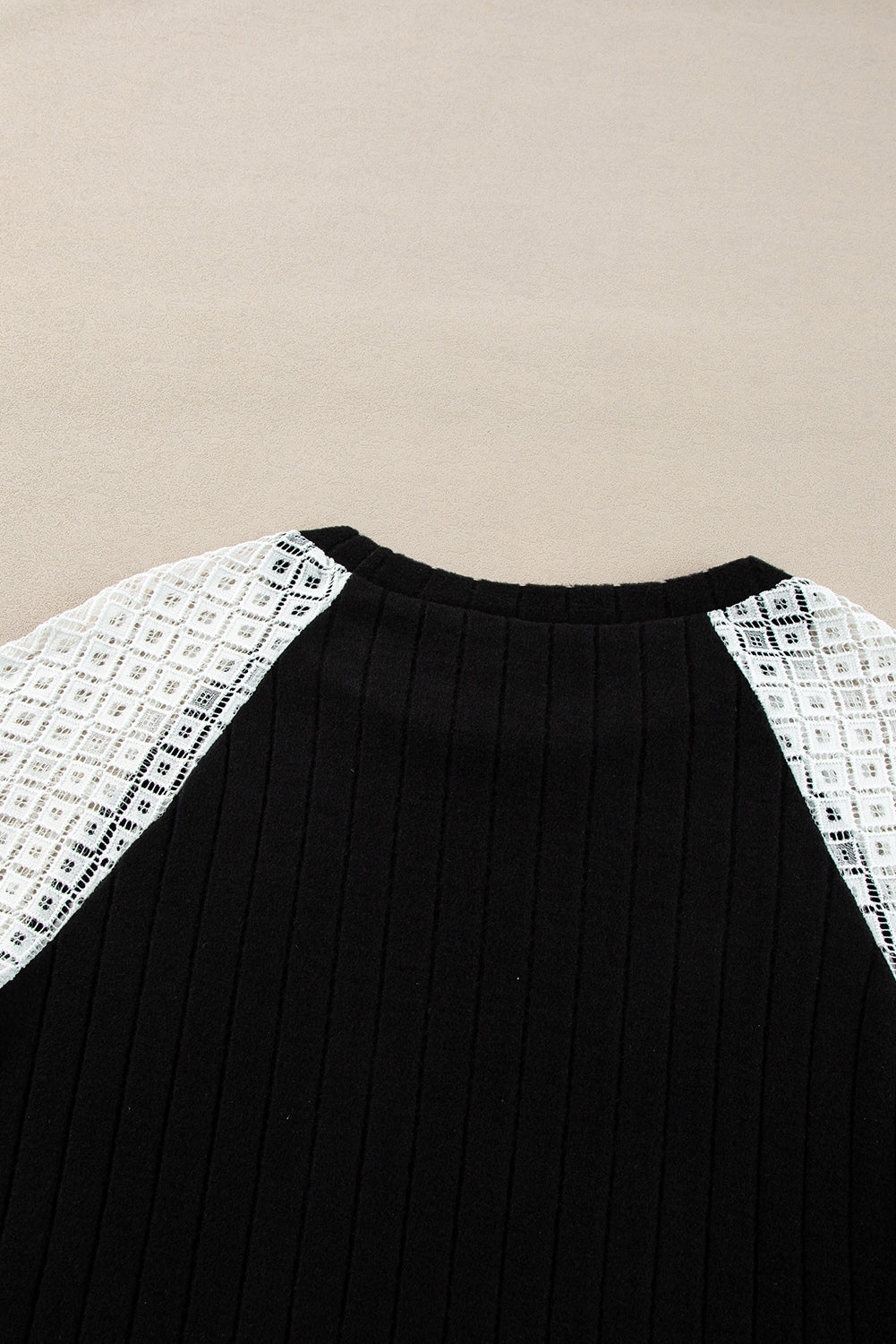 Cinnamon Floral Patchwork Raglan Sleeve Ribbed Top