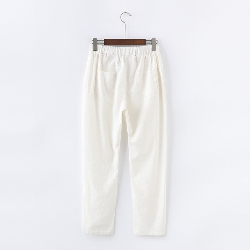 Candy Colors Women Cotton Linen Pants