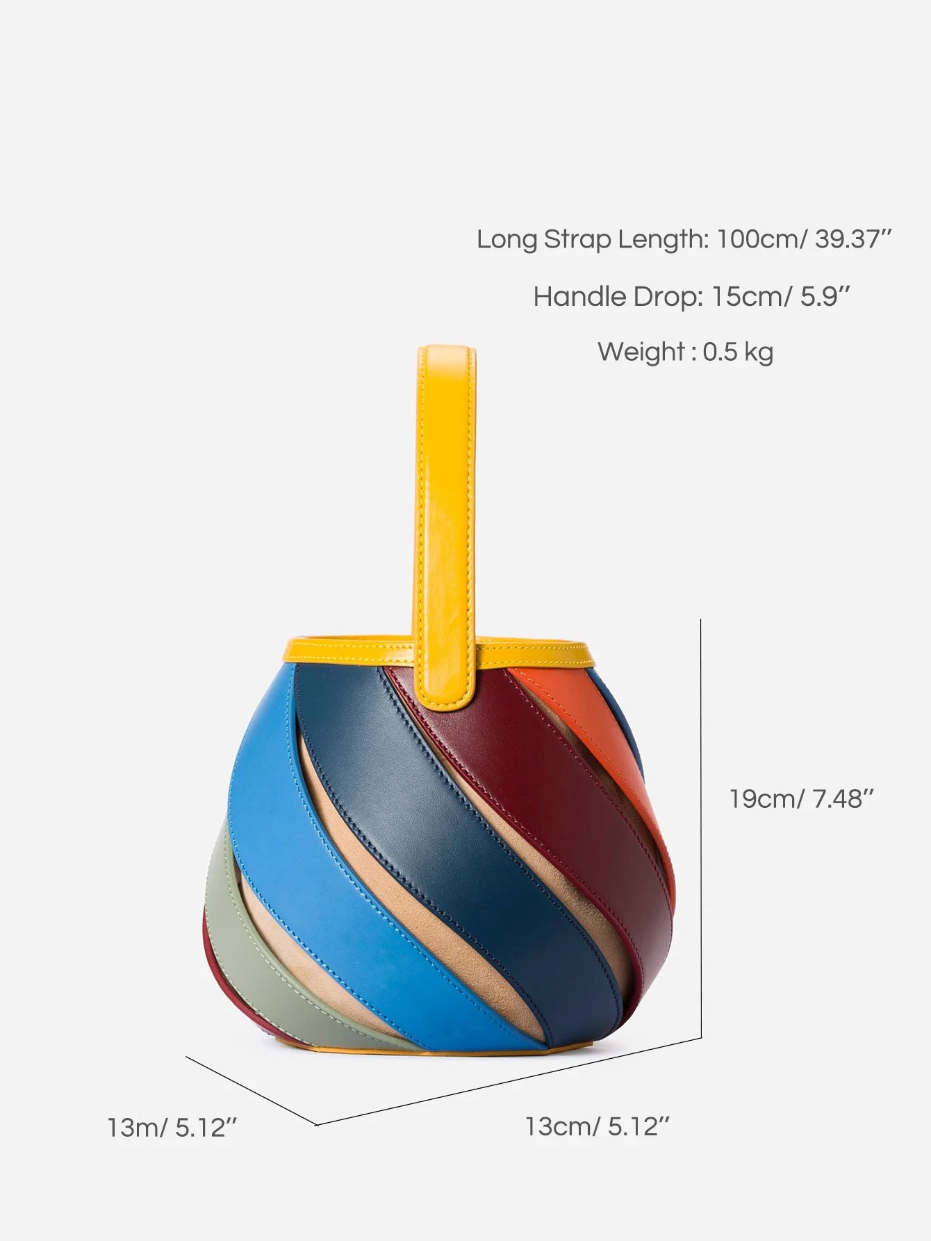 Leather Round Striped Handbag