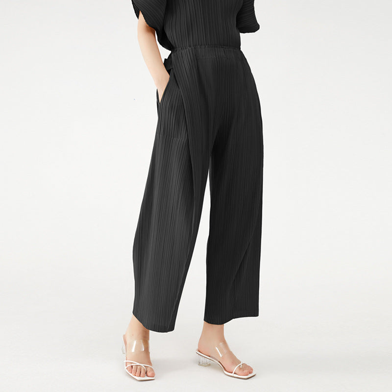Spring and summer new high-end drape straight casual slim folding pants women's pants