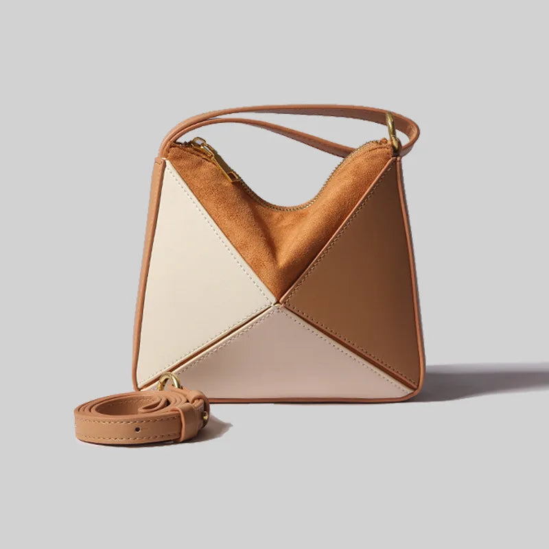 Tri-Color Spliced Crossbody Bags