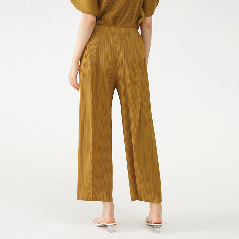Spring and summer new high-end drape straight casual slim folding pants women's pants