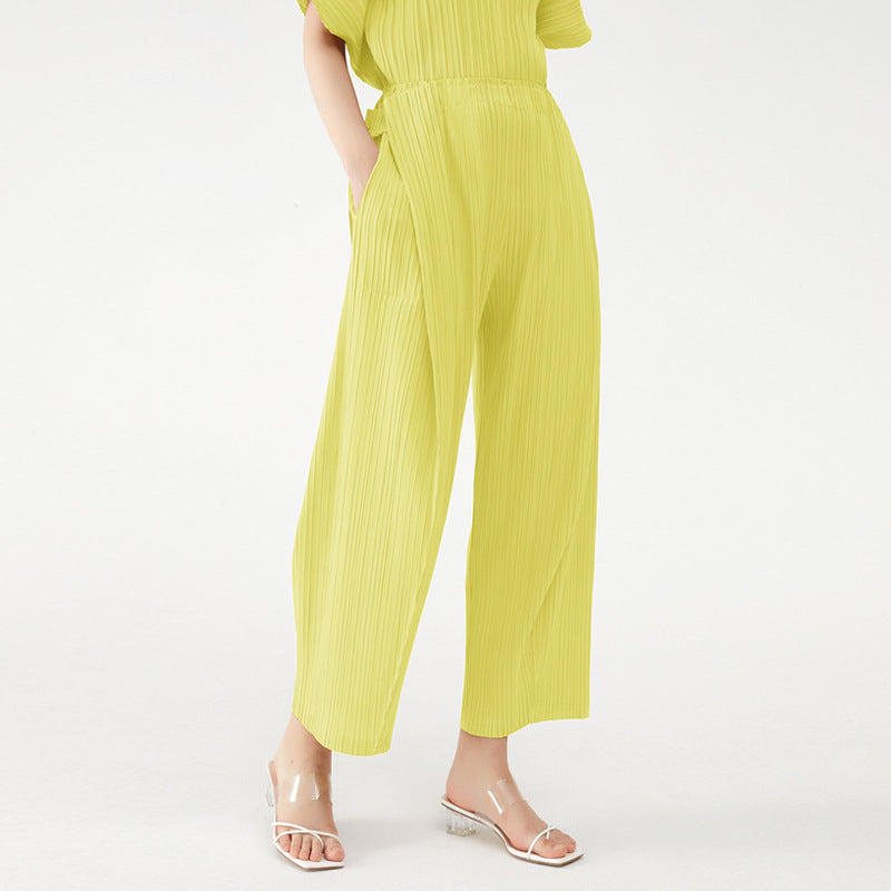 Spring and summer new high-end drape straight casual slim folding pants women's pants