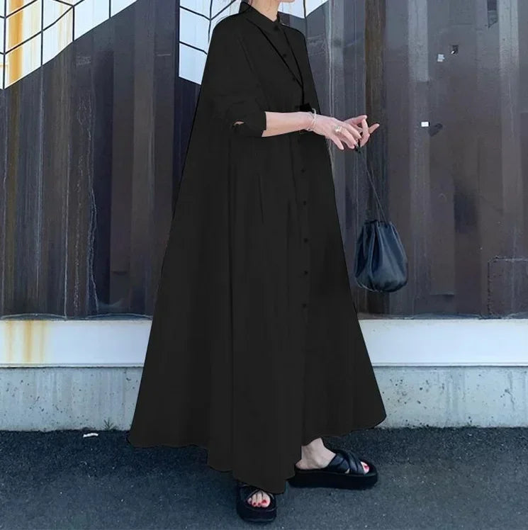 White A-line Cotton Linen Women Long Dress