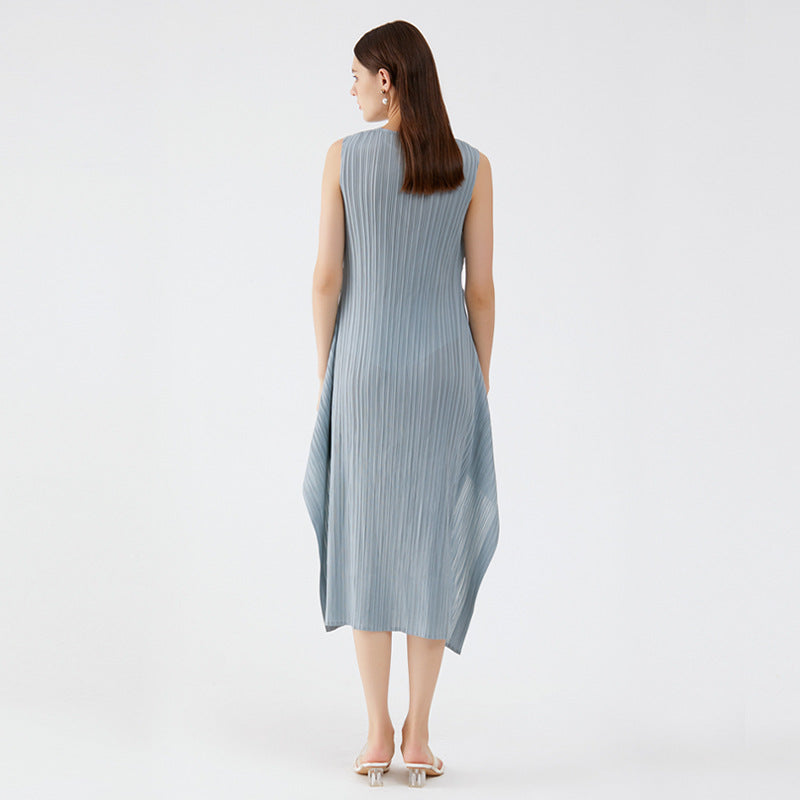 Summer new arrival temperament leisure loose slim sleeveless round neck sleeveless long dress for women