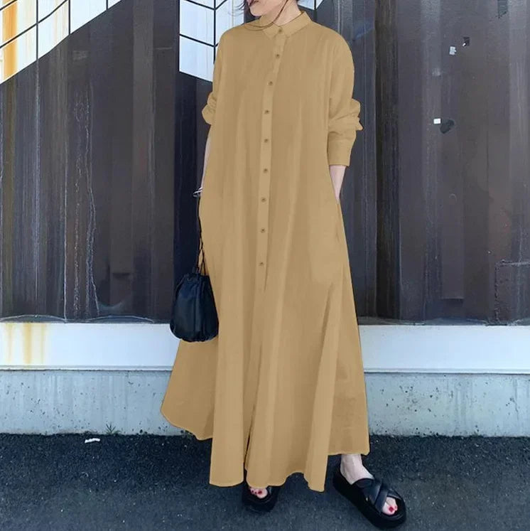 White A-line Cotton Linen Women Long Dress
