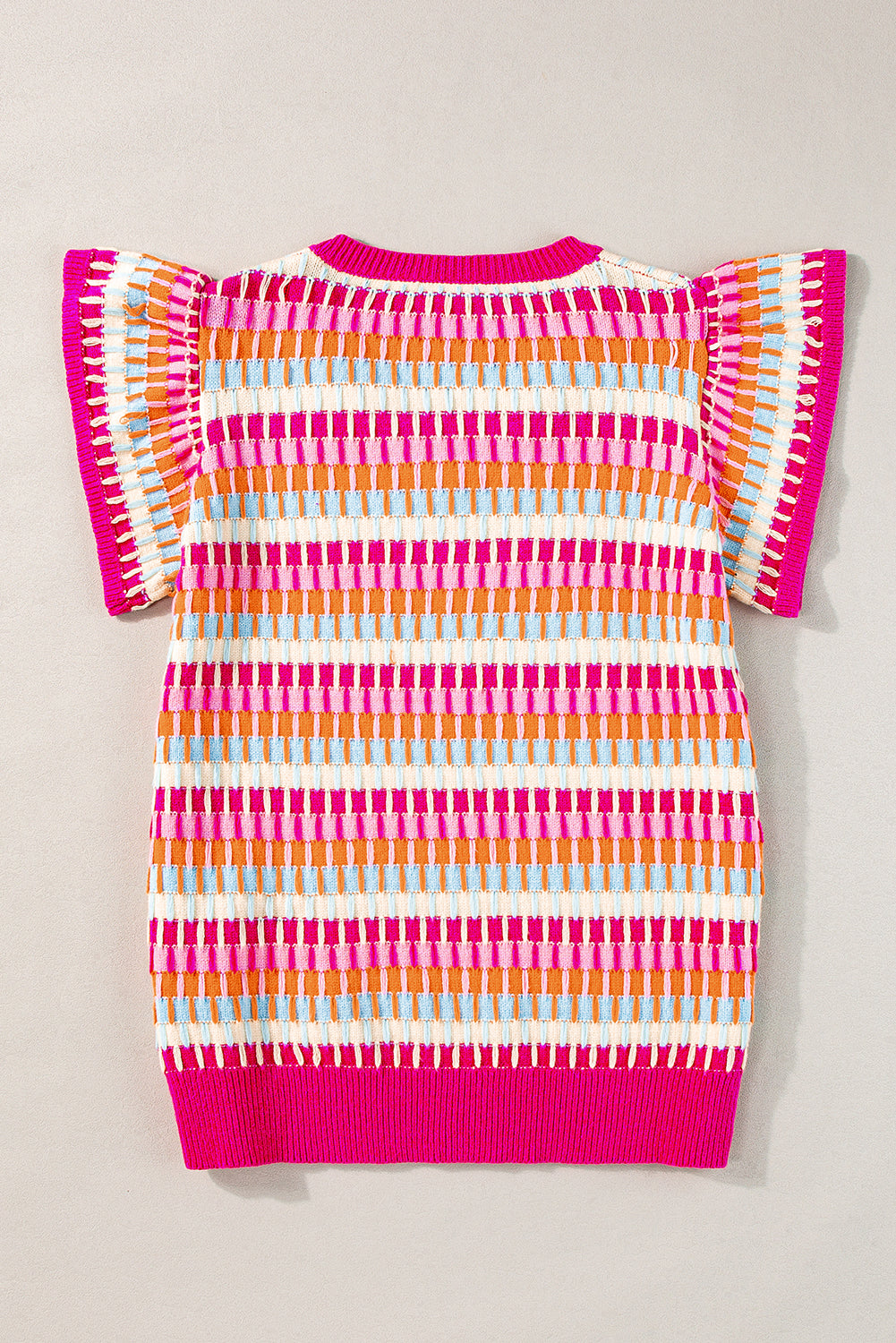 Green Colorblock Cap Sleeve Knitted Top