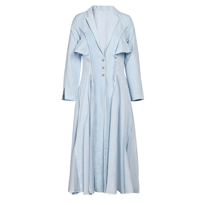 Women Beige Pleated Linen Long Elegant Dress