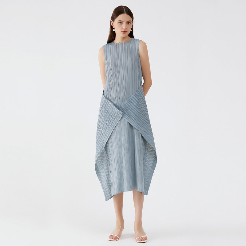 Summer new arrival temperament leisure loose slim sleeveless round neck sleeveless long dress for women