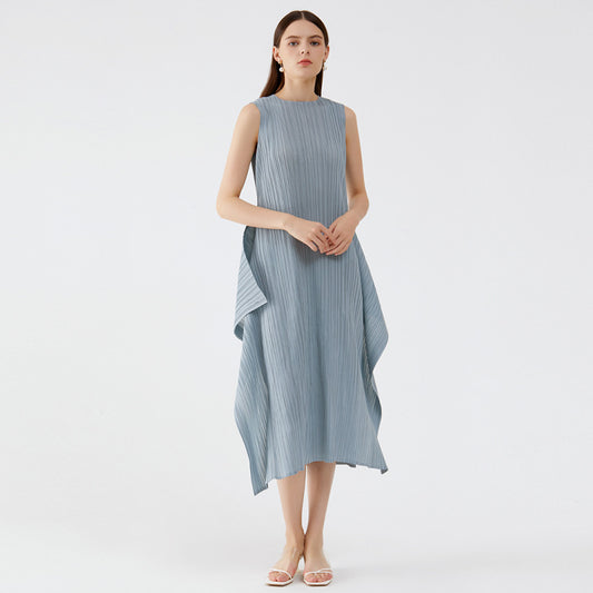 Summer new arrival temperament leisure loose slim sleeveless round neck sleeveless long dress for women