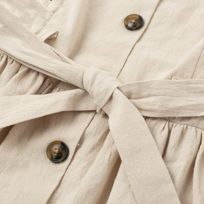 Vintage button women dress linen
