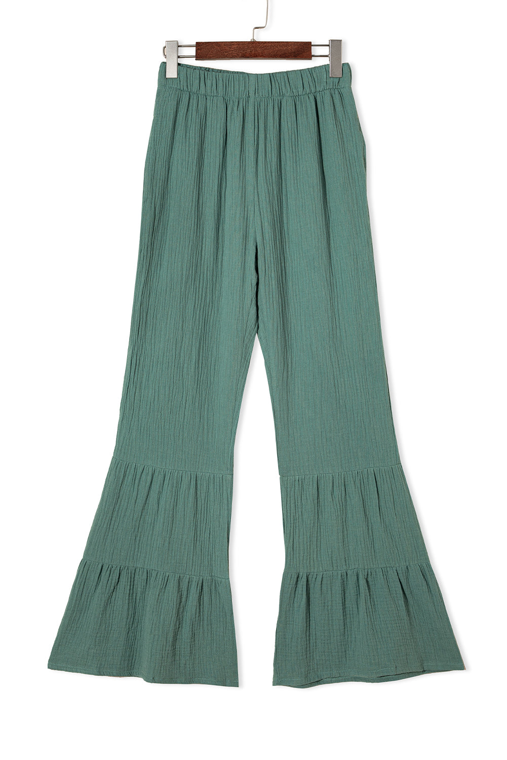 Green Ruffle High Waist Flared Pants