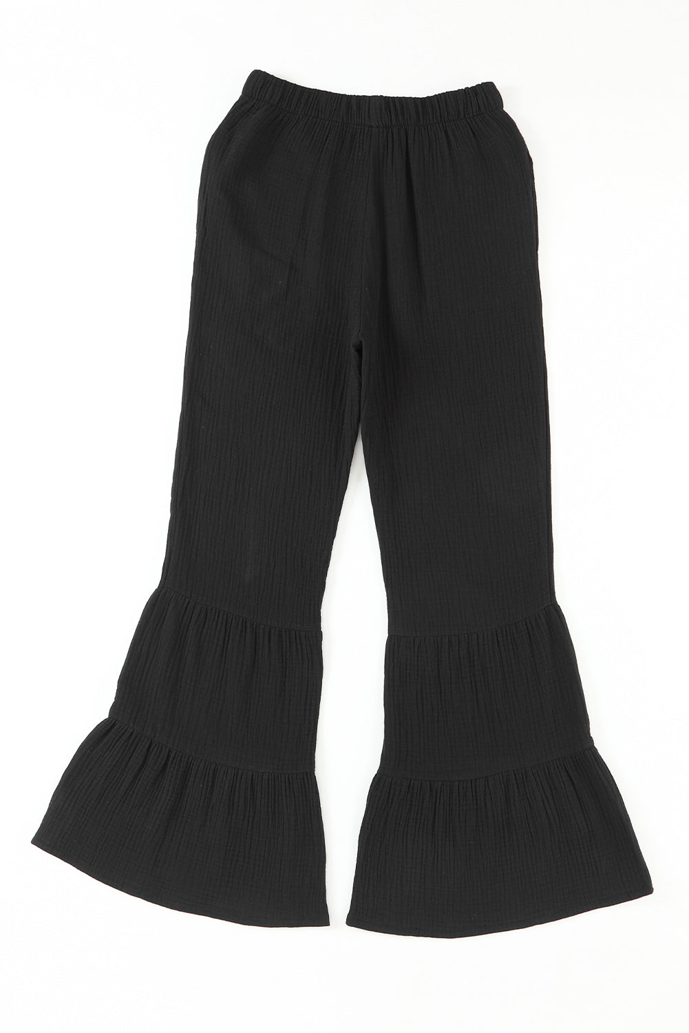 Green Ruffle High Waist Flared Pants