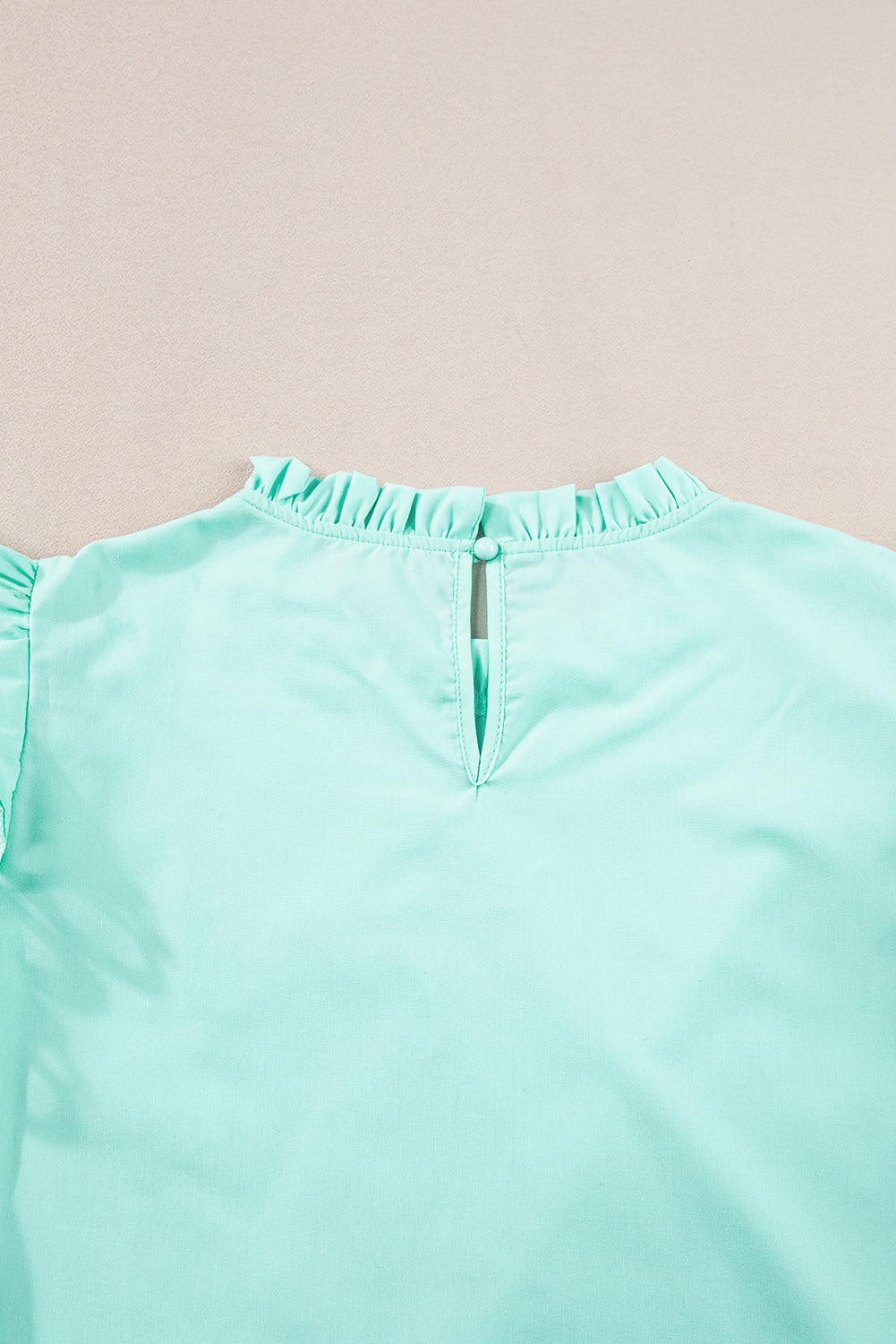 Mint Green Layered Ric Rac Cap Sleeve Filled Neck Blouse