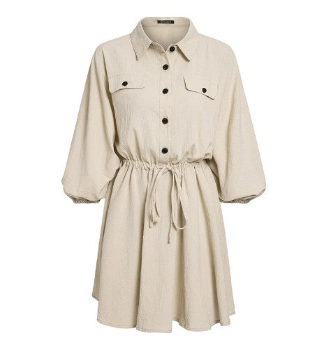 Elegant linen short shirt dress