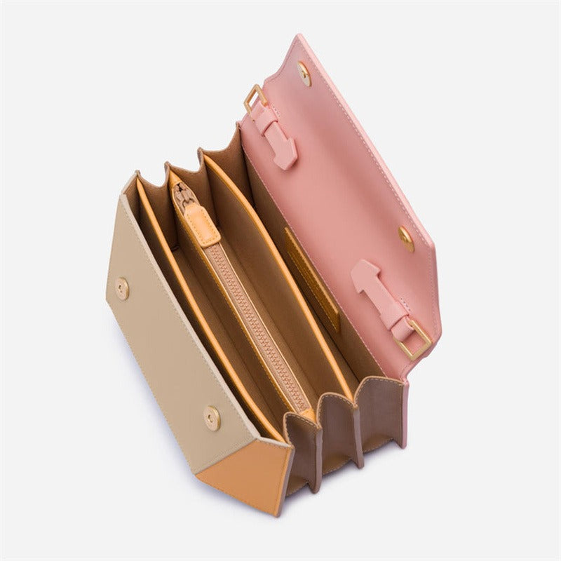 Women's bag geometric shape color contrast splicing handbag