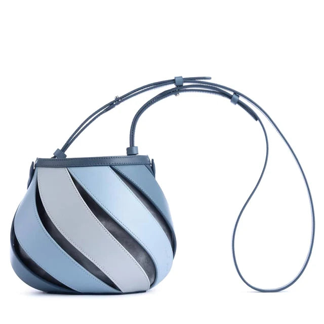 Leather Round Striped Handbag