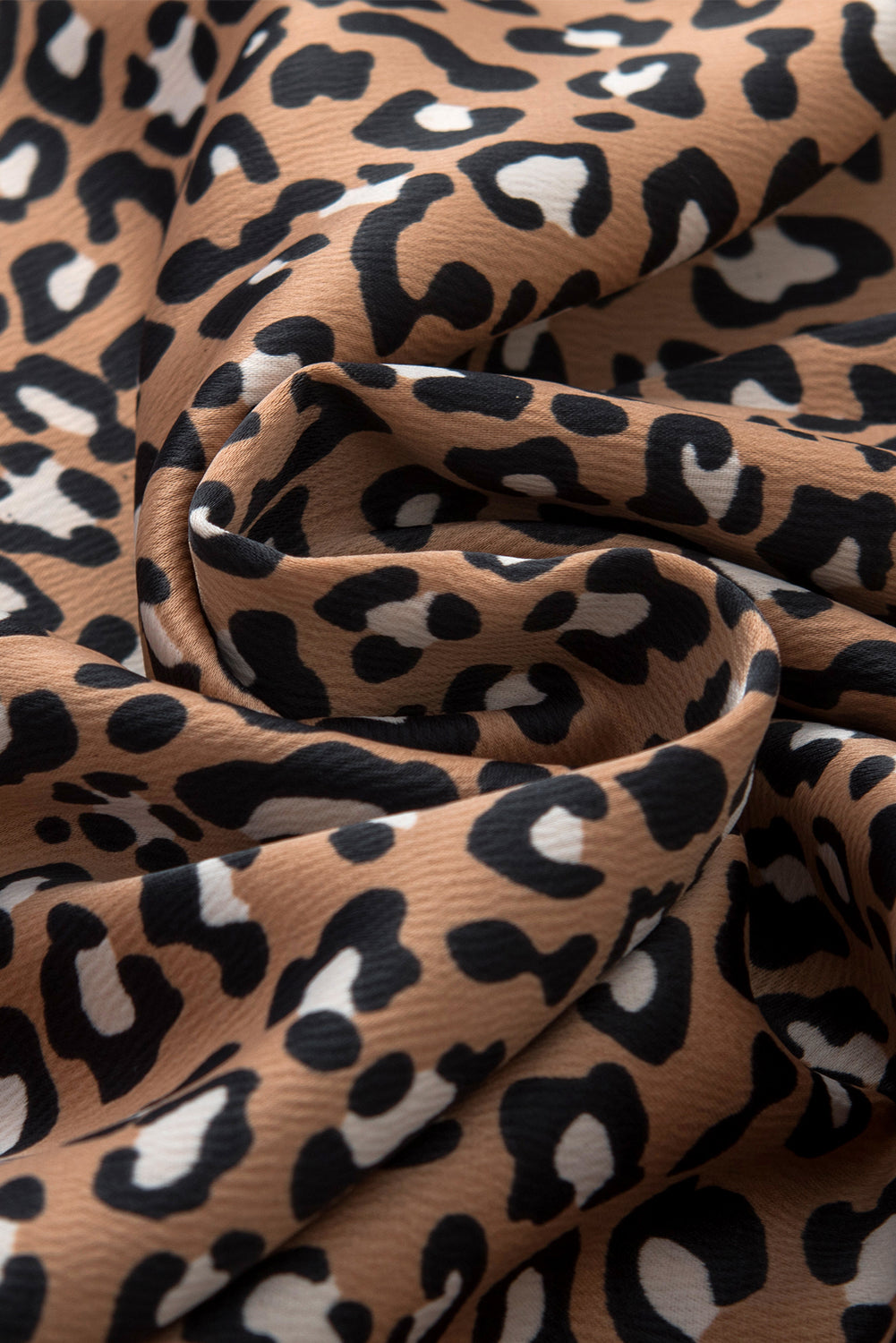 Chestnut Leopard Ruffle Flounce Sleeve Blouse