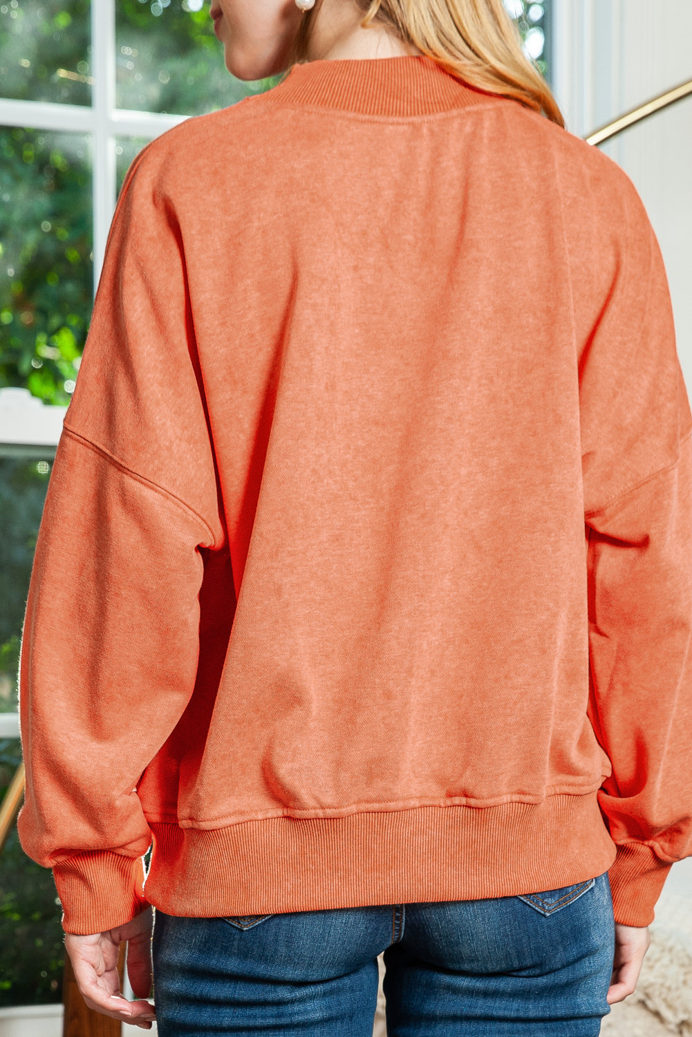 Ruby Plain Drop Shoulder Crew Neck Pullover Sweatshirt