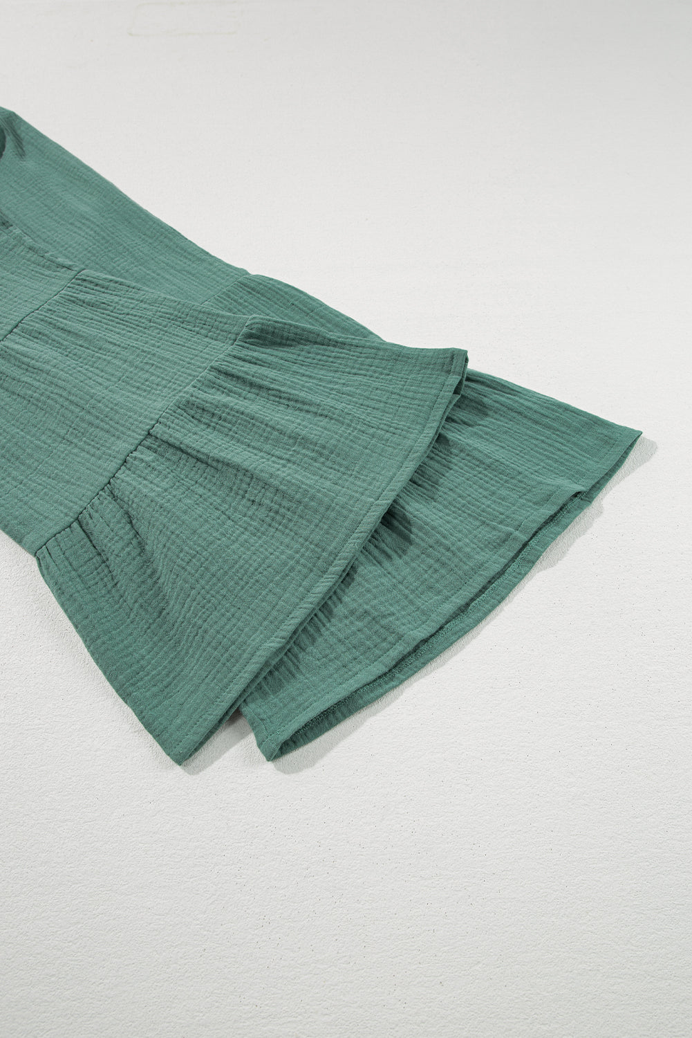 Green Ruffle High Waist Flared Pants