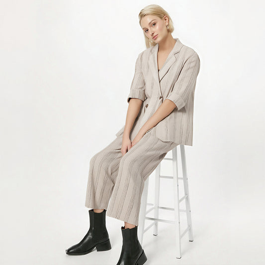 Linen striped suit jacket pants