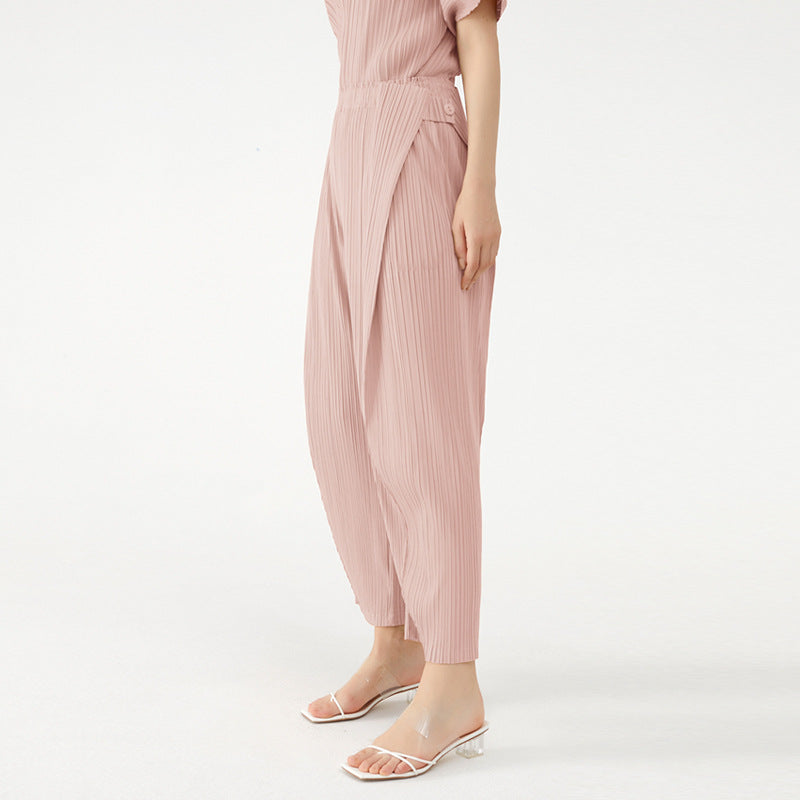Spring and summer new high-end drape straight casual slim folding pants women's pants