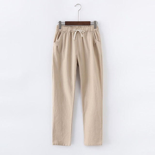 Candy Colors Women Cotton Linen Pants