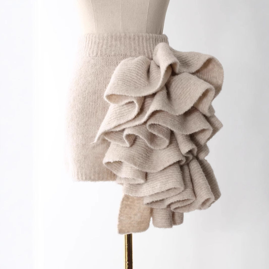Women Skirt Sets Long Sweater Coat Turtleneck Sleeveless Knitted Vest With Skirt Three Pieces Sets