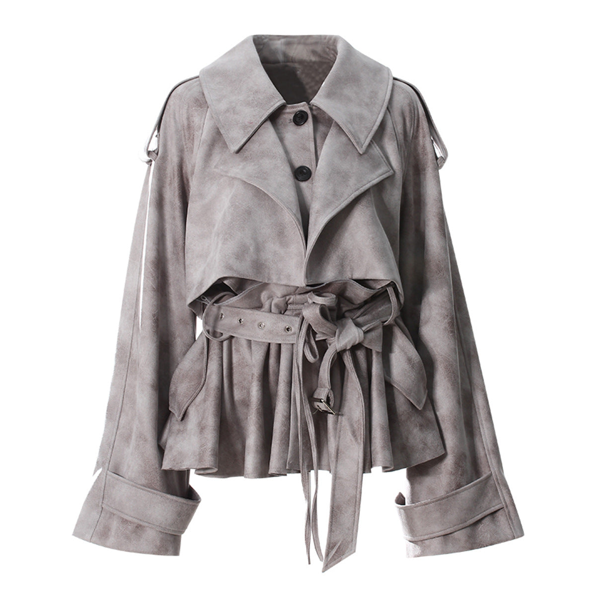 Turn Down Collar Long Sleeve Single Breasted Coats High Waist A Line Skirt 2 Pieces Sets