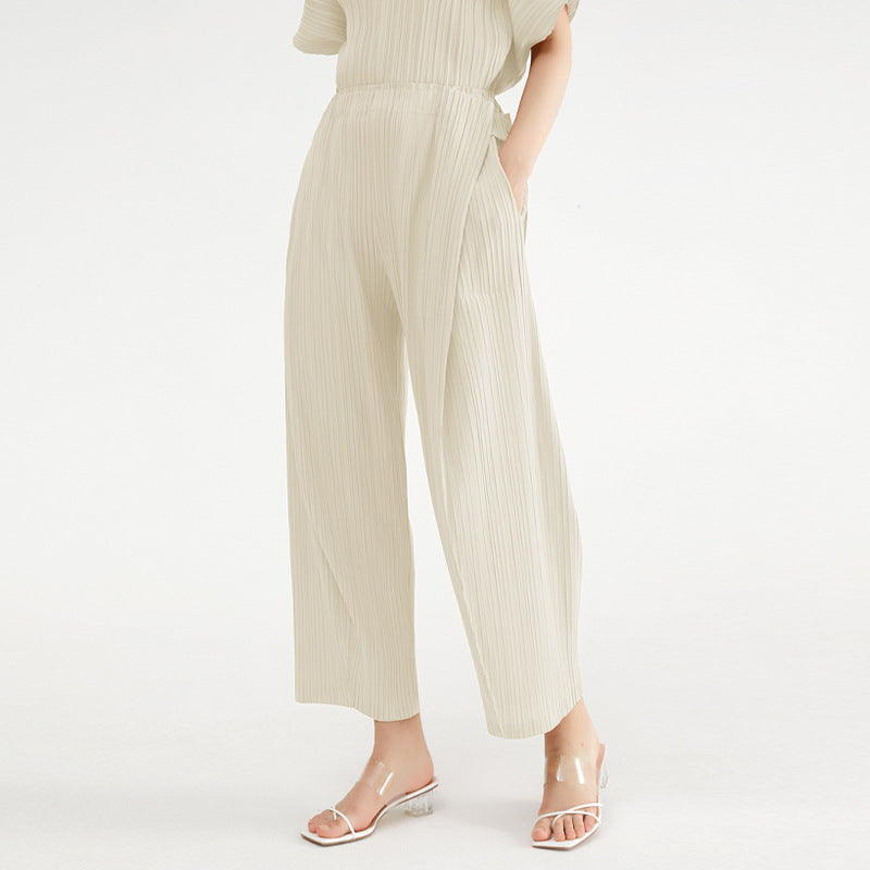 Spring and summer new high-end drape straight casual slim folding pants women's pants