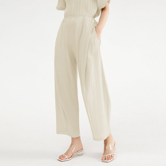 Spring and summer new high-end drape straight casual slim folding pants women's pants