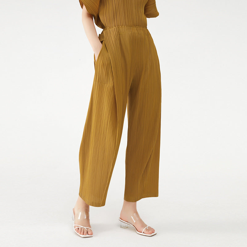 Spring and summer new high-end drape straight casual slim folding pants women's pants