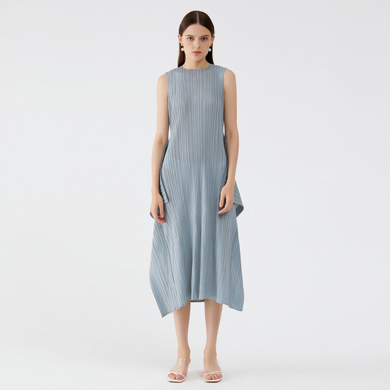 Summer new arrival temperament leisure loose slim sleeveless round neck sleeveless long dress for women