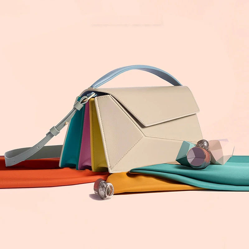Women Leather Geometric Design Bag