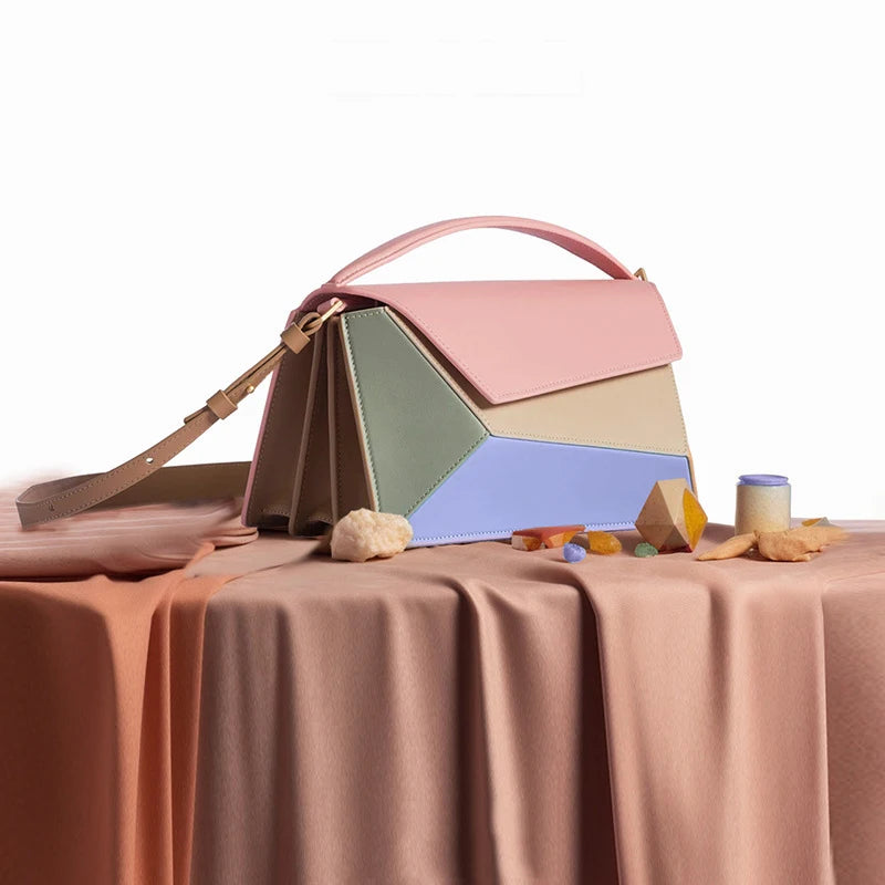 Women Leather Geometric Design Bag