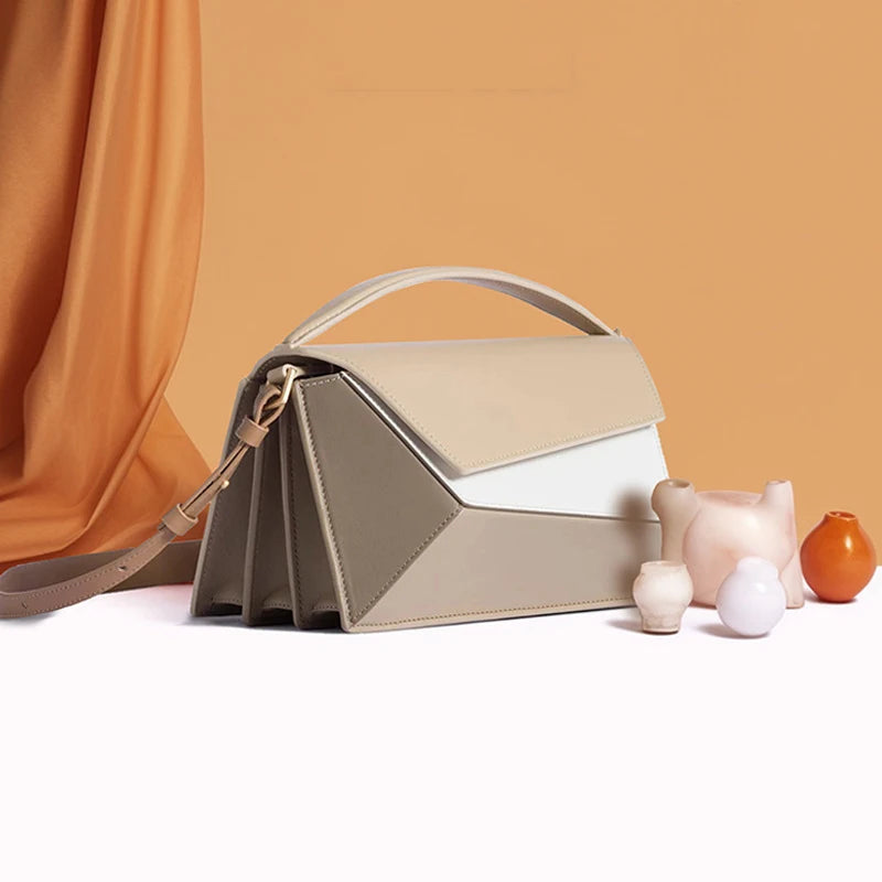 Women Leather Geometric Design Bag