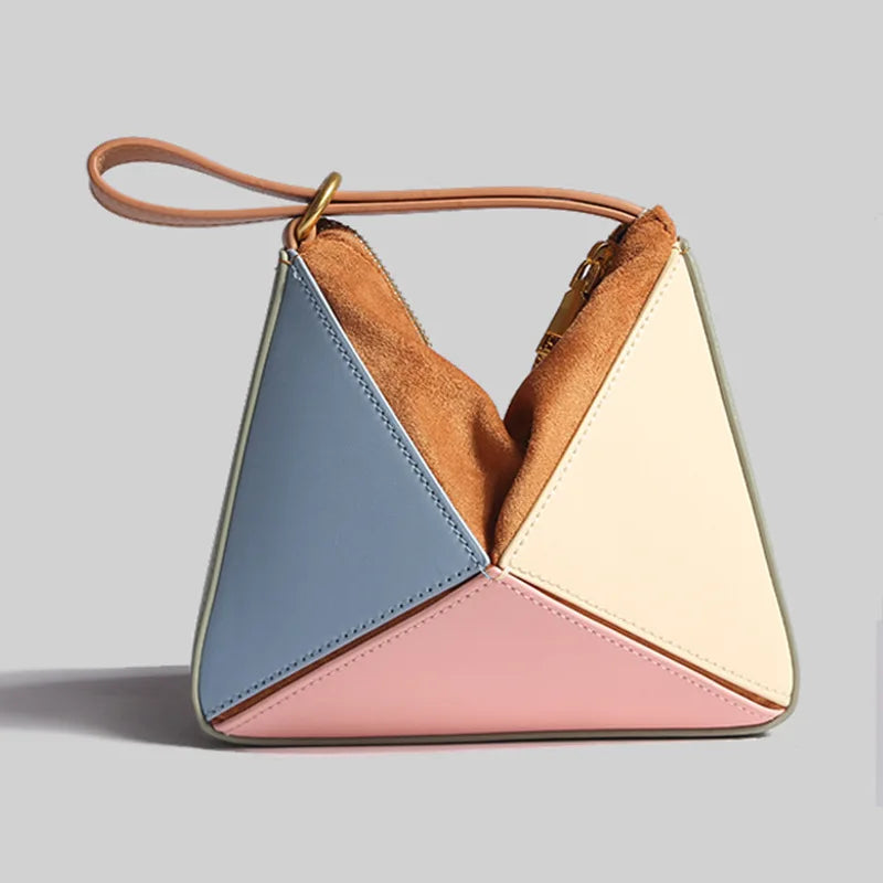 Tri-Color Spliced Crossbody Bags