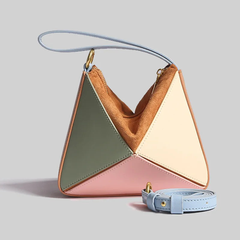 Tri-Color Spliced Crossbody Bags