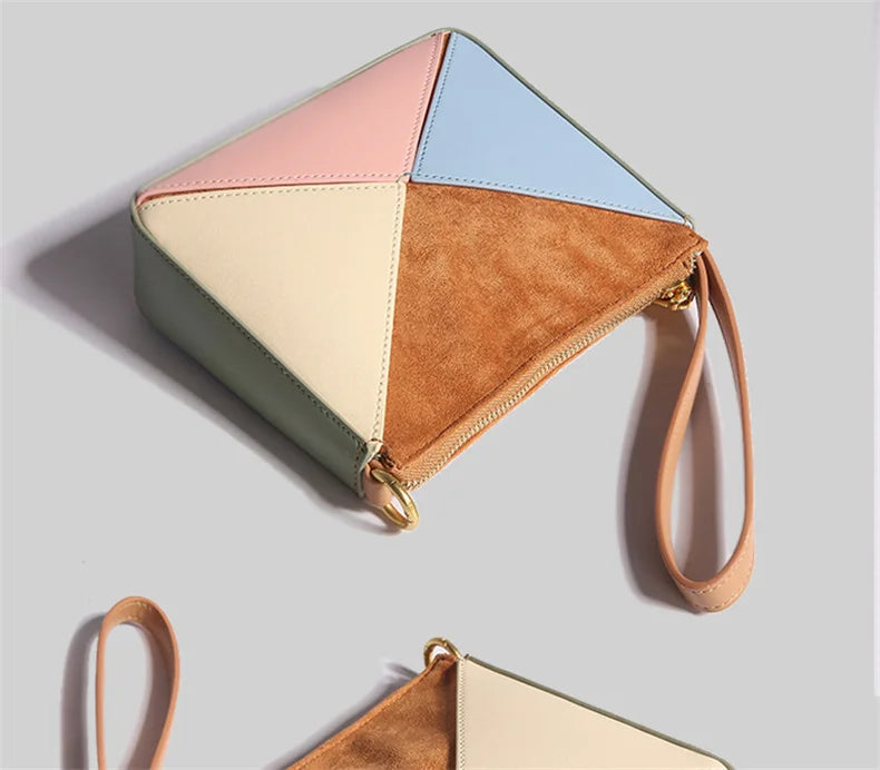 Tri-Color Spliced Crossbody Bags