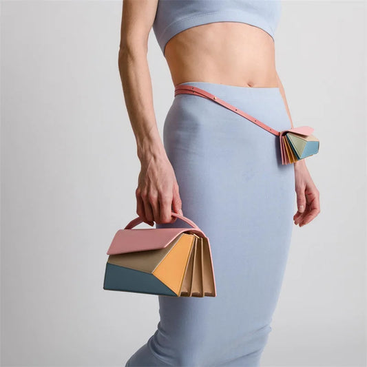 Women Leather Geometric Design Bag