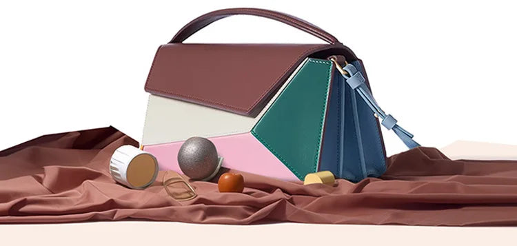 Women Leather Geometric Design Bag