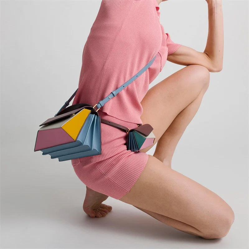 Women Leather Geometric Design Bag