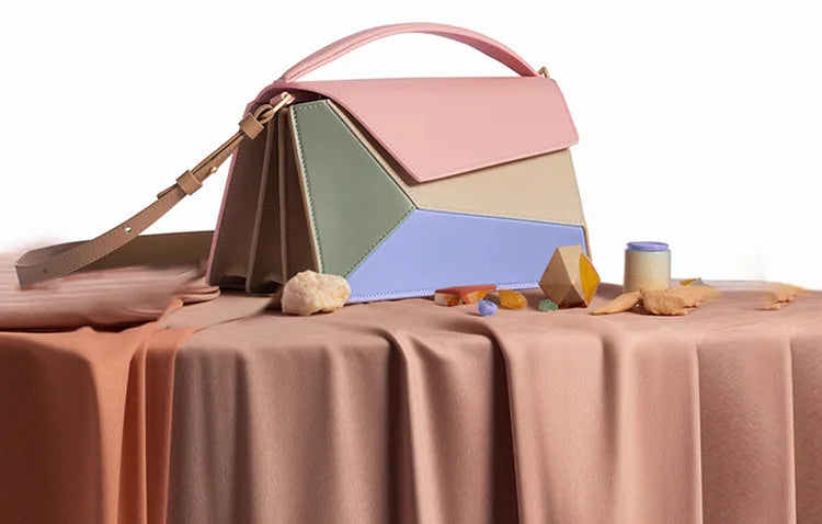 Women Leather Geometric Design Bag