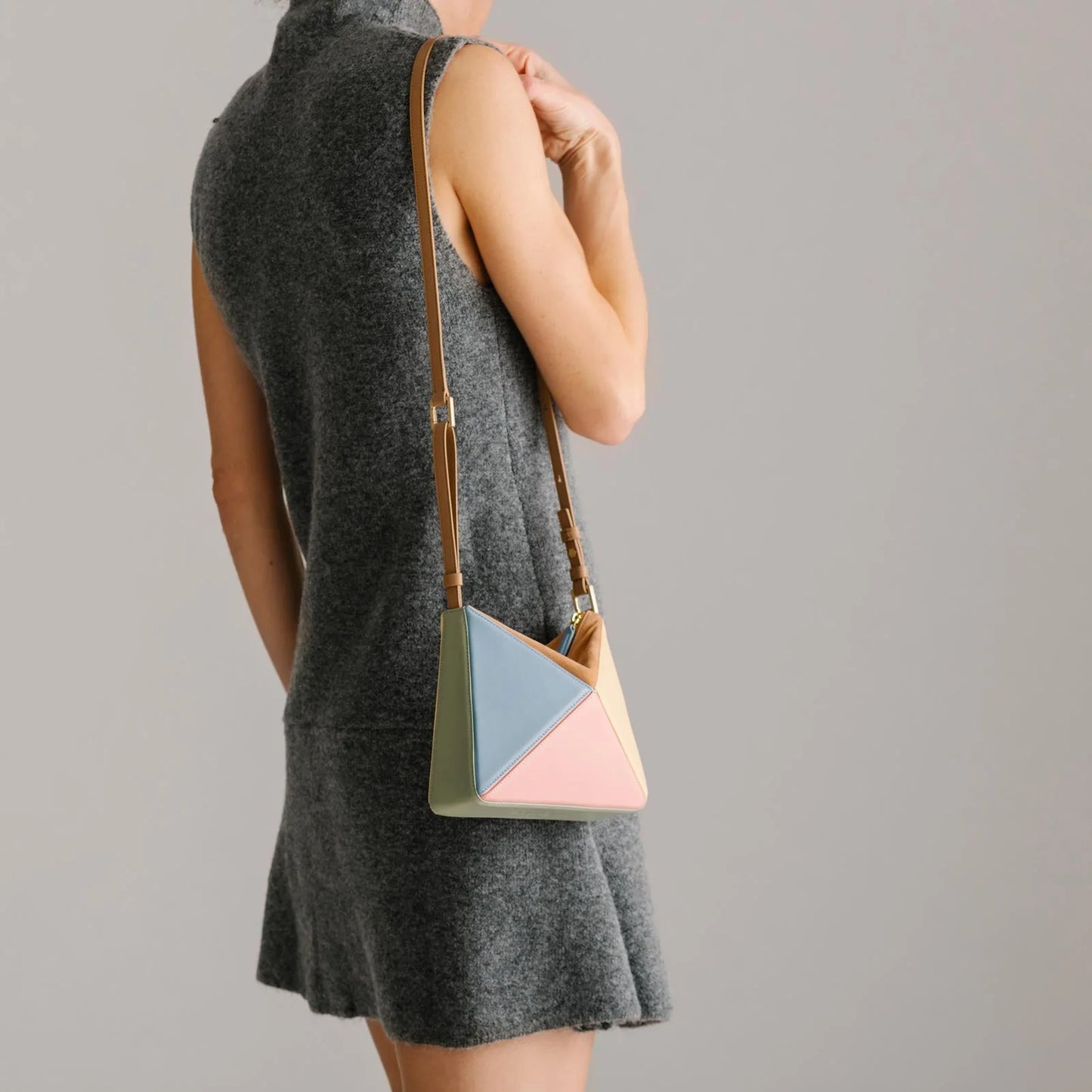 Tri-Color Spliced Crossbody Bags