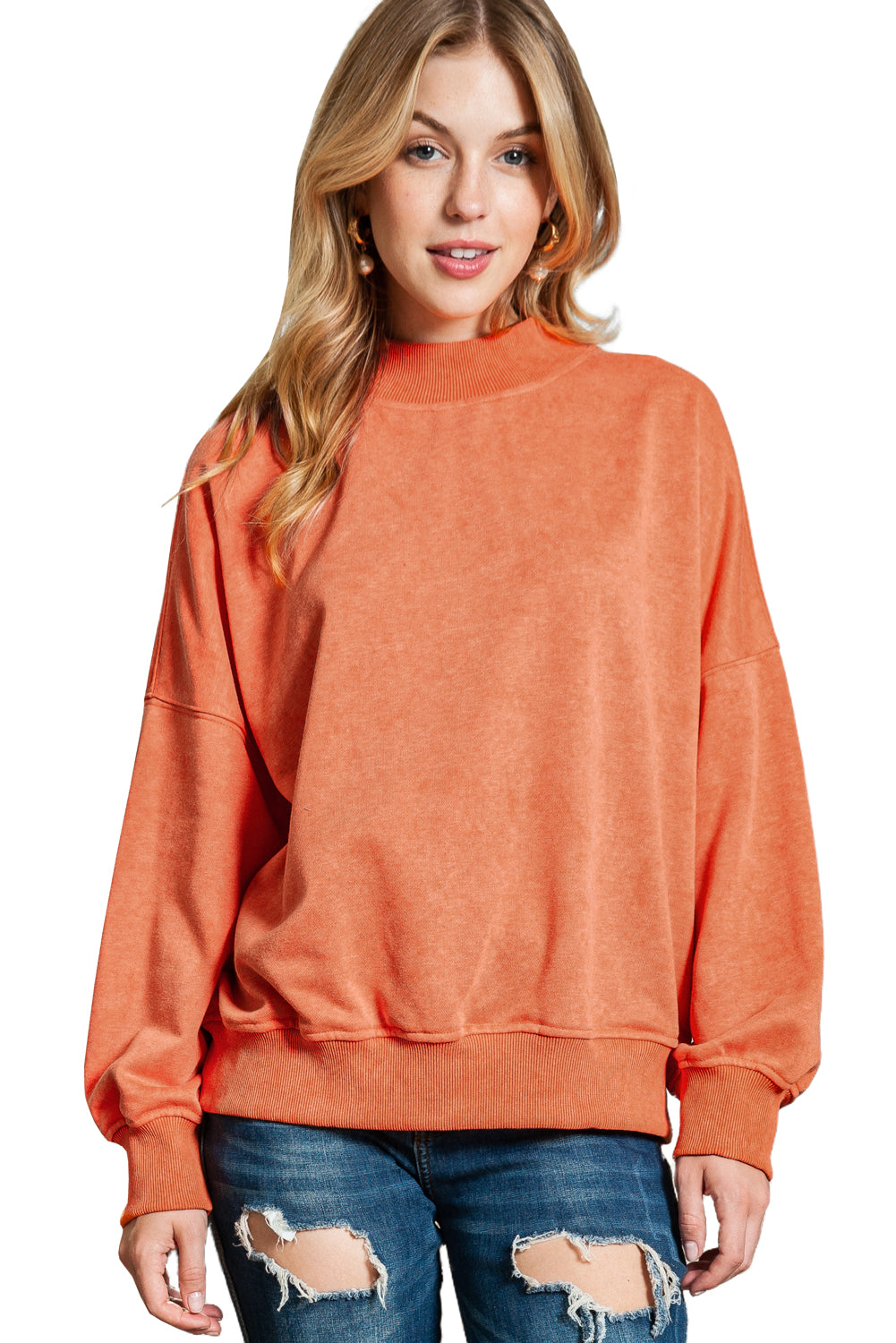 Ruby Plain Drop Shoulder Crew Neck Pullover Sweatshirt
