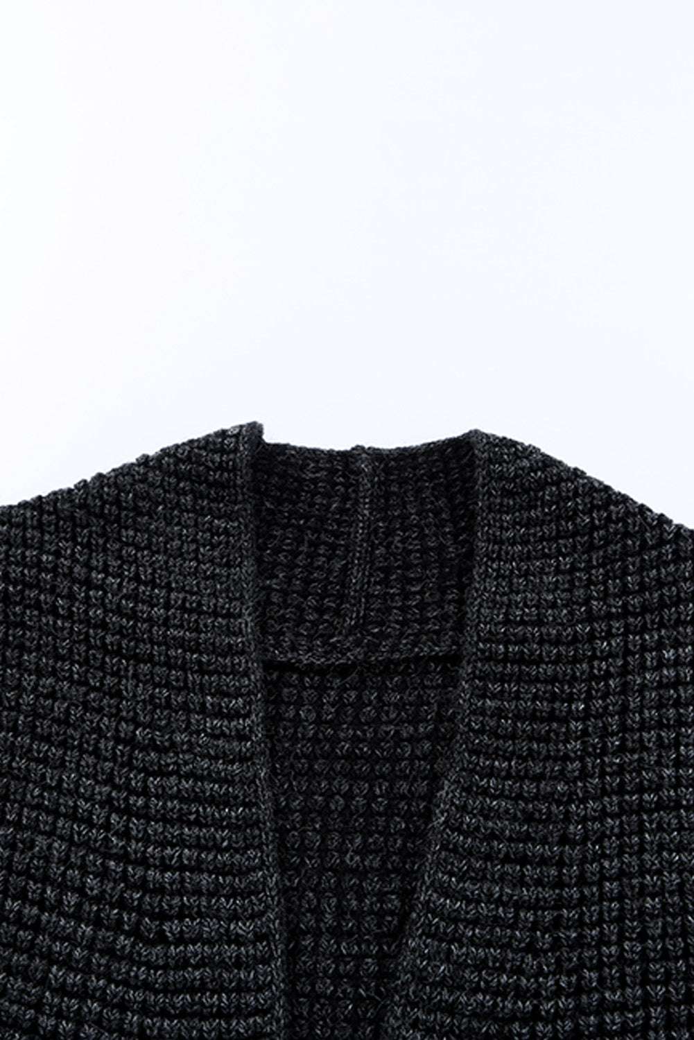 Grey Plaid Contrast Trim Casual Knit Cardigan