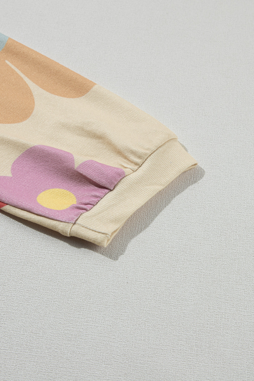 Rose 60s Flower Print Ruched Bracelet Sleeve Top